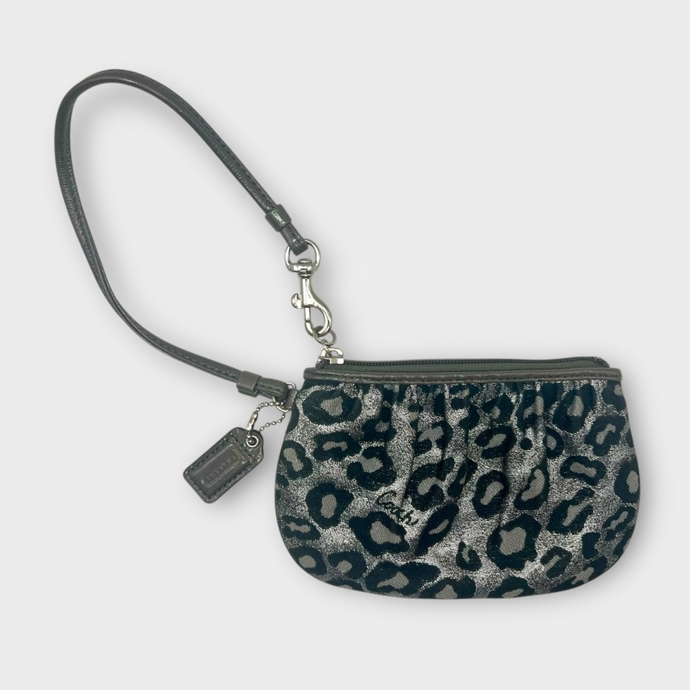 Coach Silver/Black Ocelot Wristlet